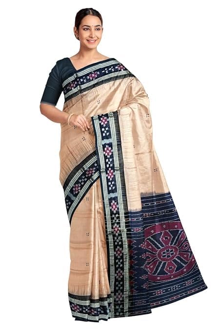 Odisha Sambalpuri Handloom Ikat Women Cotton Saree, Odisha Handloom Handmade Pure Cotton Khandua Saree, Ikkat Orissa Traditional Handloom Saree Without Blouse 155 - Saree by Utkal Handlooms