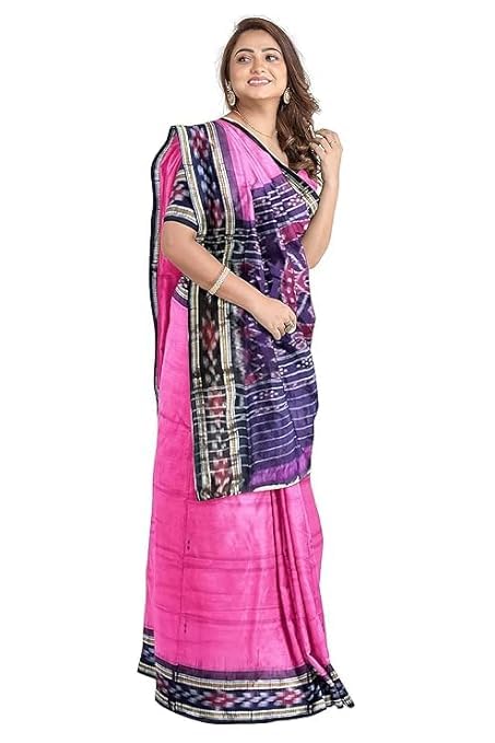 Odisha Sambalpuri Handloom Ikat Women Cotton Saree, Odisha Handloom Handmade Pure Cotton Khandua Saree, Ikkat Orissa Traditional Handloom Saree Without Blouse 155 - Saree by Utkal Handlooms