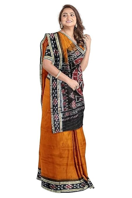 Odisha Sambalpuri Handloom Ikat Women Cotton Saree, Odisha Handloom Handmade Pure Cotton Khandua Saree, Ikkat Orissa Traditional Handloom Saree Without Blouse 155 - Saree by Utkal Handlooms