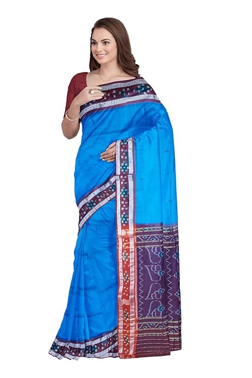 Odisha Sambalpuri Handloom Ikat Women Cotton Saree, Odisha Handloom Handmade Pure Cotton Khandua Saree, Ikkat Orissa Traditional Handloom Saree Without Blouse 155 - Saree by Utkal Handlooms