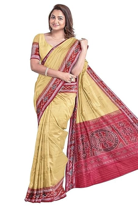 Odisha Sambalpuri Handloom Ikat Women Cotton Saree, Odisha Handloom Handmade Pure Cotton Khandua Saree, Ikkat Orissa Traditional Handloom Saree Without Blouse 177 - Saree by Utkal Handlooms