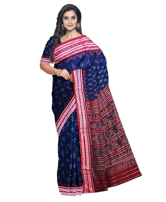 Odisha Sambalpuri Handloom Ikat Women Cotton Saree, Odisha Handloom Handmade Pure Cotton Khandua Saree, Ikkat Orissa Traditional Handloom Saree Without Blouse 188 - Saree by Utkal Handlooms
