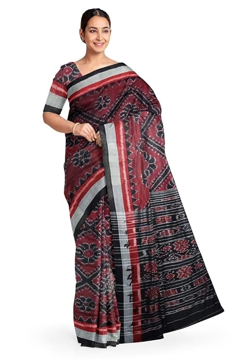 Odisha Sambalpuri Handloom Ikat Women Cotton Saree, Odisha Handloom Handmade Pure Cotton Khandua Saree, Ikkat Orissa Traditional Handloom Saree Without Blouse 188 - Saree by Utkal Handlooms