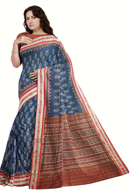 Odisha Sambalpuri Handloom Ikat Women Cotton Saree, Odisha Handloom Handmade Pure Cotton Khandua Saree, Ikkat Orissa Traditional Handloom Saree Without Blouse 188 - Saree by Utkal Handlooms