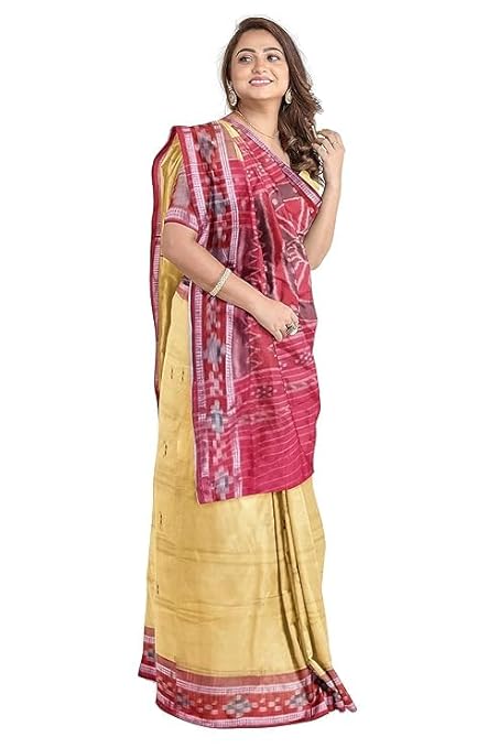 Odisha Sambalpuri Handloom Ikat Women Cotton Saree, Odisha Handloom Handmade Pure Cotton Khandua Saree, Ikkat Orissa Traditional Handloom Saree Without Blouse 199 - Saree by Utkal Handlooms