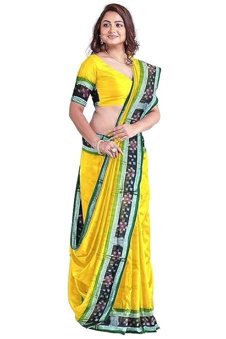 Odisha Sambalpuri Handloom Ikat Women Cotton Saree, Odisha Handloom Handmade Pure Cotton Khandua Saree, Ikkat Orissa Traditional Handloom Saree Without Blouse 199 - Saree by Utkal Handlooms