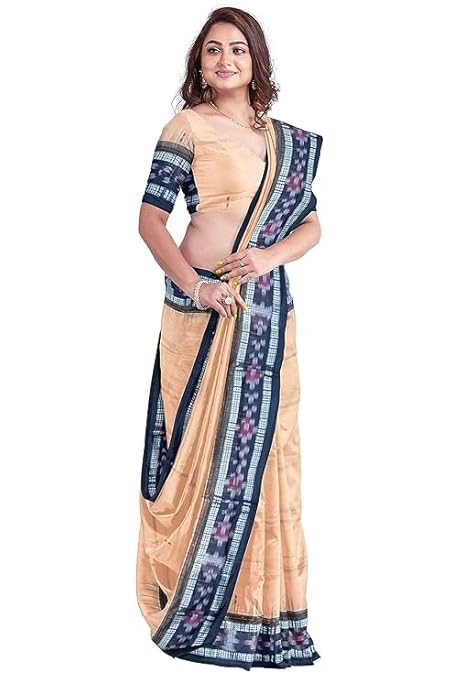 Odisha Sambalpuri Handloom Ikat Women Cotton Saree, Odisha Handloom Handmade Pure Cotton Khandua Saree, Ikkat Orissa Traditional Handloom Saree Without Blouse 199 - Saree by Utkal Handlooms