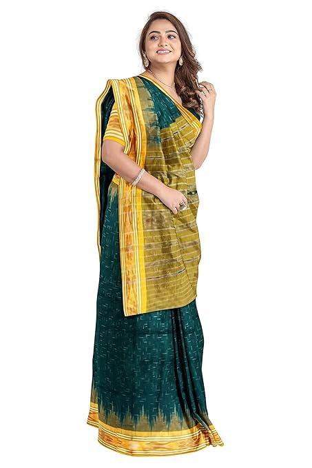 Odisha Sambalpuri Handloom Ikat Women Cotton Saree, Odisha Handloom Handmade Pure Cotton Khandua Saree, Ikkat Orissa Traditional Handloom Saree Without Blouse 210 - Saree by Utkal Handlooms
