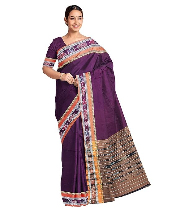 Odisha Sambalpuri Handloom Ikat Women Cotton Saree, Odisha Handloom Handmade Pure Cotton Khandua Saree, Ikkat Orissa Traditional Handloom Saree Without Blouse 210 - Saree by Utkal Handlooms