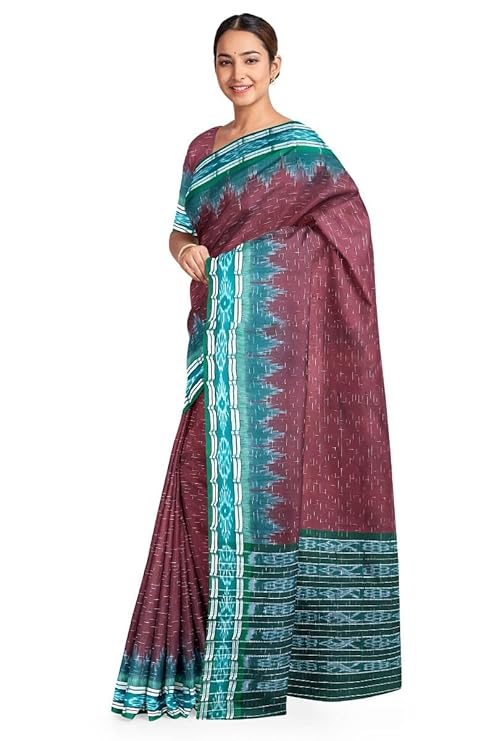 Odisha Sambalpuri Handloom Ikat Women Cotton Saree, Odisha Handloom Handmade Pure Cotton Khandua Saree, Ikkat Orissa Traditional Handloom Saree Without Blouse 210 - Saree by Utkal Handlooms